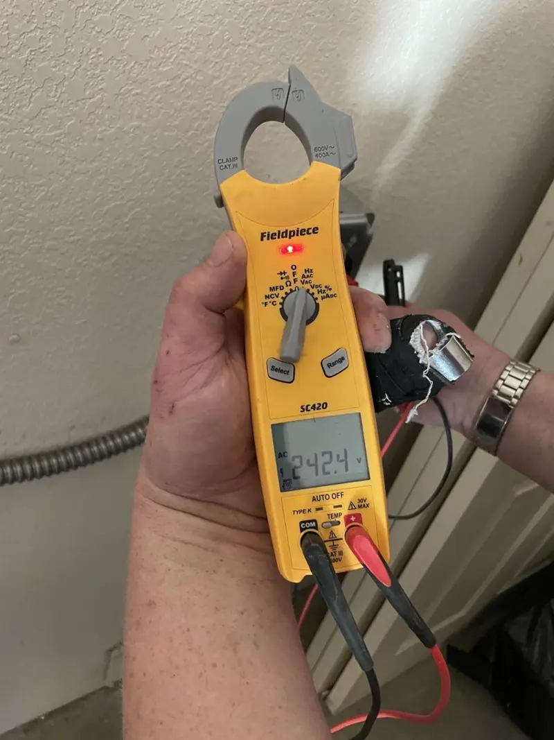 Voltage testing with clamp meter during Hot Tub / Pool Electrical Wiring in South St. Paul
